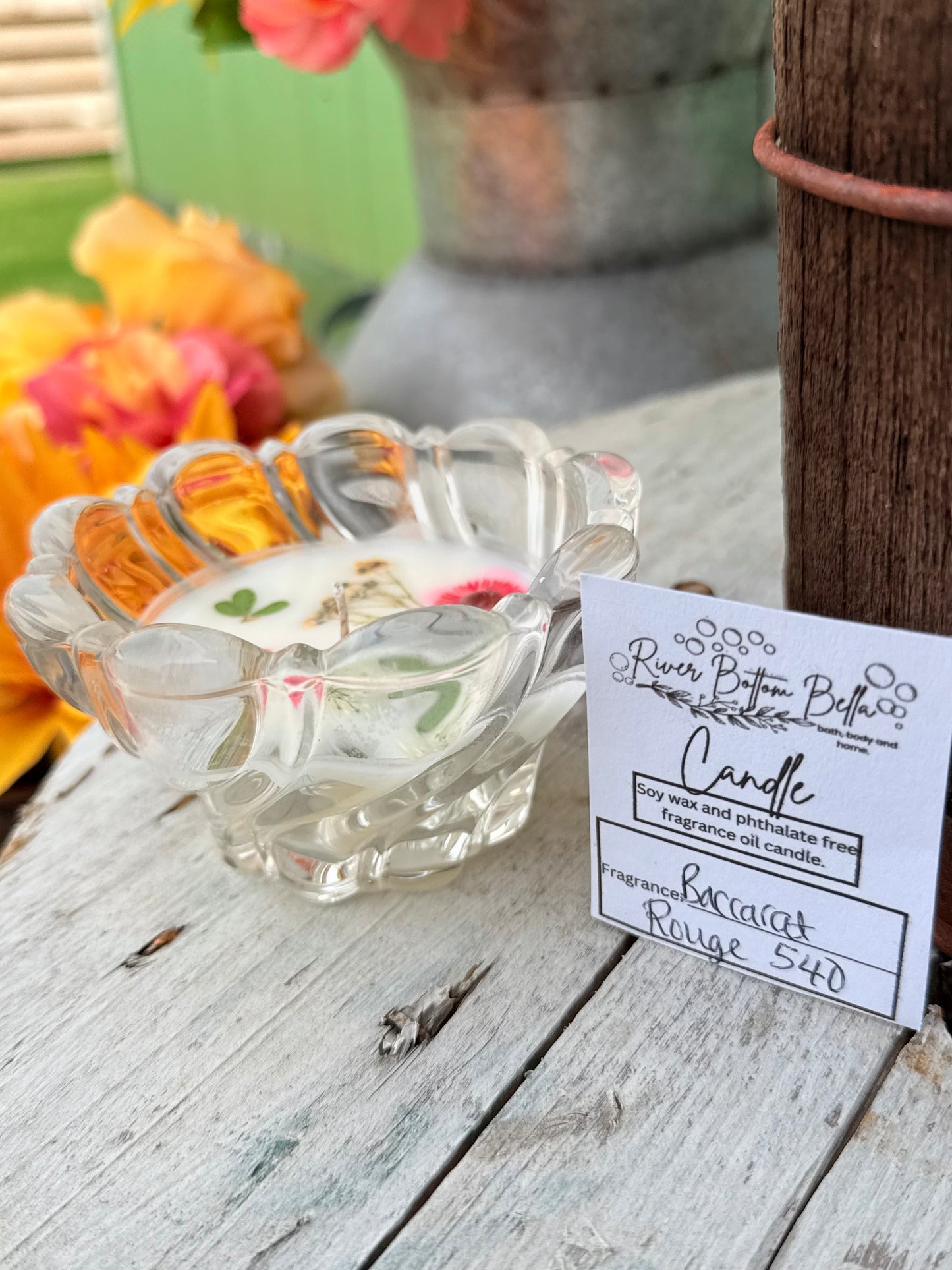 Small Vintage Crystal Bowl Candle-Baccarat Rouge 540 fragrance