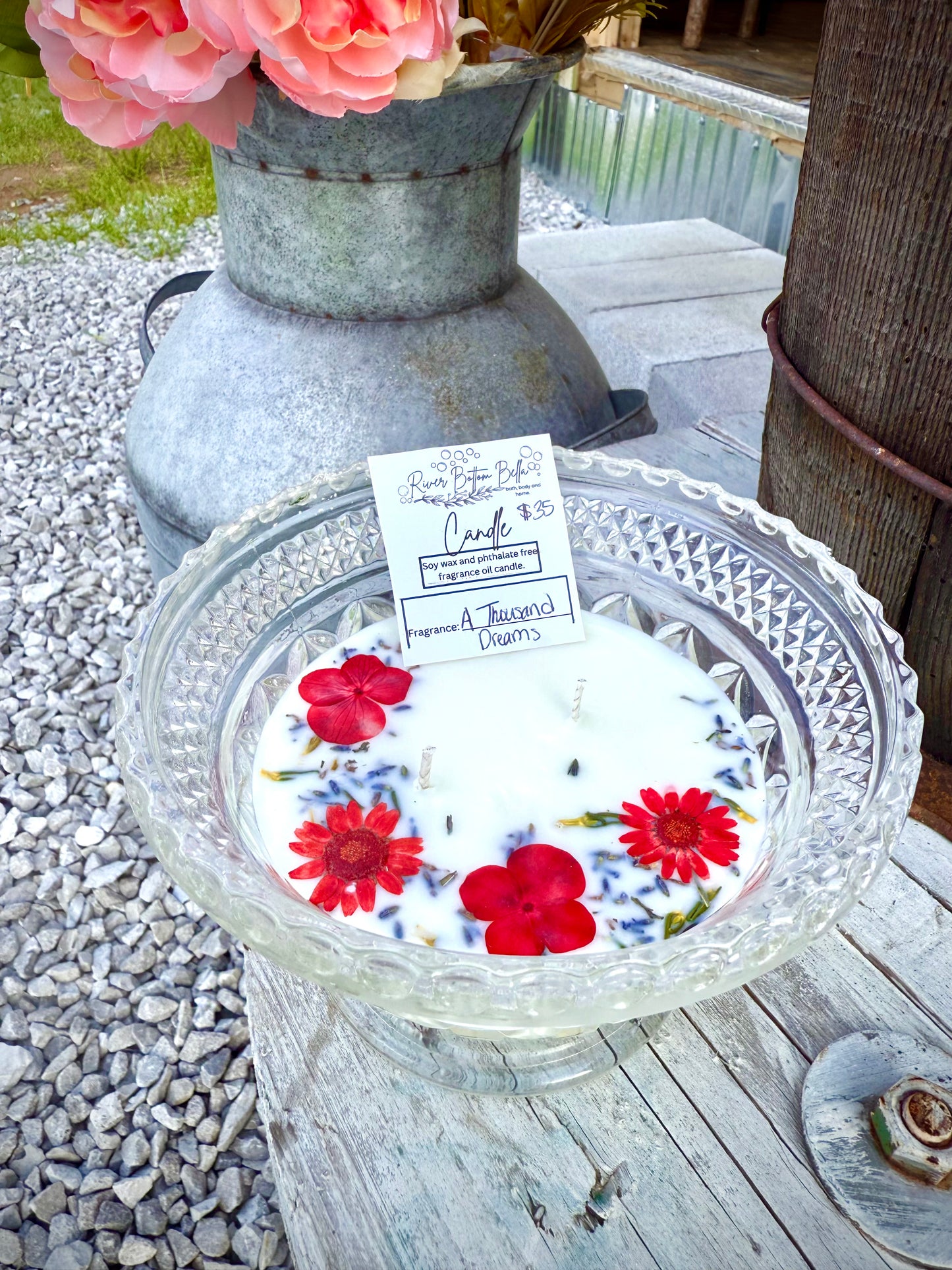 Gorgeous vintage crystal one of a kind candle: A Thousand Dreams fragrance