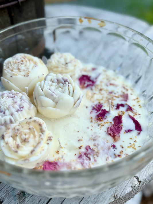 Vintage crystal bowl large candle: ng Volcano type fragrance